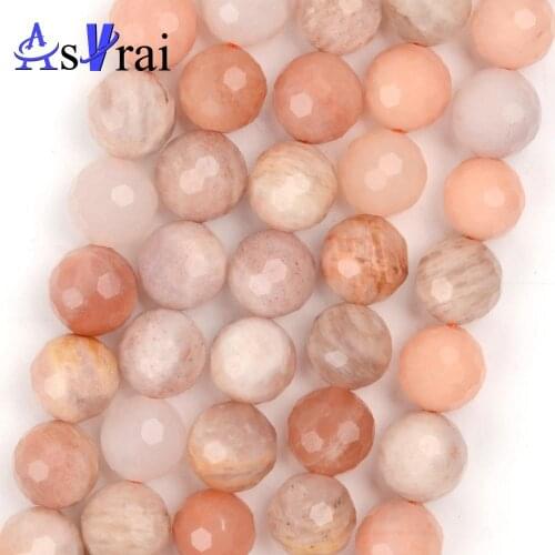 High Quality Genuine Natural Stone Beads 8mm Faceted Sunstone Stone For Jewelry Making Round Loose Spacer Beads DIY Bracelet 15"
