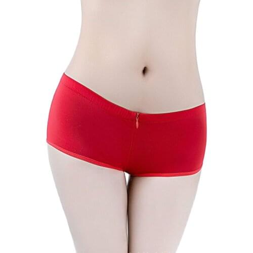 Candy Color High Elastic Briefs Women Zipper Open Crotch Exotic Sexy Transparent Panties Lingerie Underwear Boyshort Panty Short