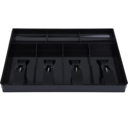 Cash Drawer Register Insert Tray Replacement 4 Bills 3 Coins Money Storage Box (Black)