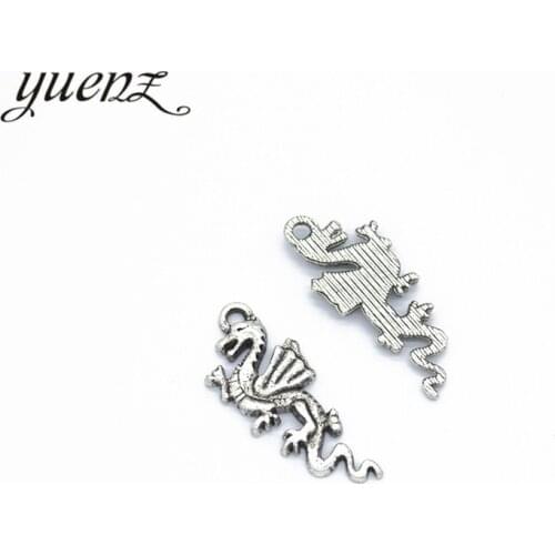 YuenZ 15 pcs Antique Silver color Dragon Charms Pendants for Jewelry Making Necklace Accessories Craft Handmade 27*12mm D807
