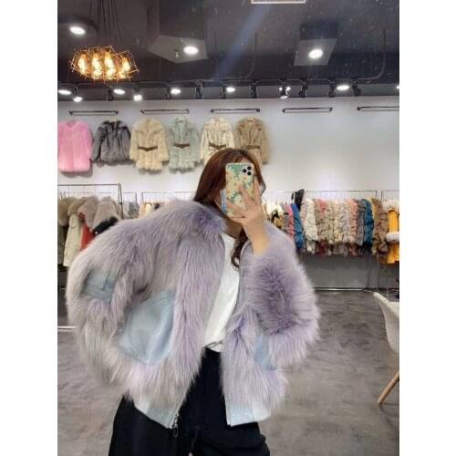 OFTBUY 2020 Luxury Natural Real Fox Fur Coat Winter Jacket Women Genuine Leather Warm Outerwear Streetwear Turn-down Collar New