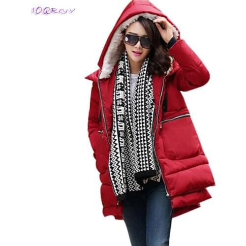 Plus size 5XL winter woman coats 2018 Large size Thicken loose female coat women cotton Hooded long coat elegant IOQRCJV T171