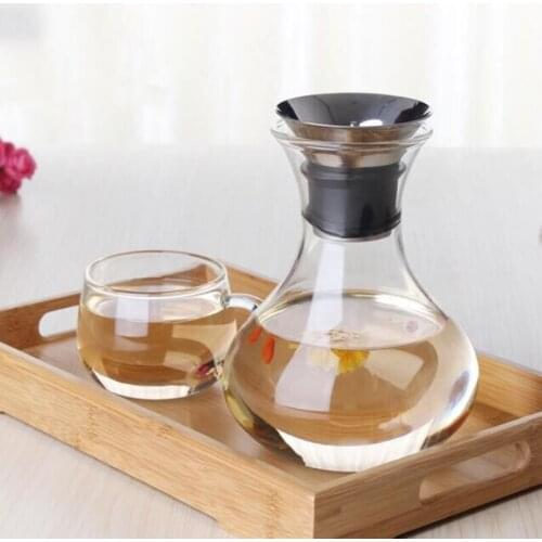 1/1.5L Transparent Glass Carafe With Stainless Steel Lid Water Carafe Gift Glass Jug Gifts Water Jug Simplicity Water Bottle