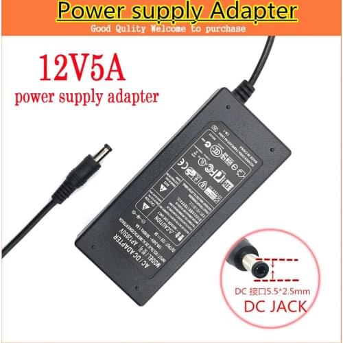 1pcs 12V5A AC 100V-240V Converter Adapter DC 12V 5A 60W Power Supply DC 5.5mm x 2.5mm for 5050/3528 LED Light LCD Monitor
