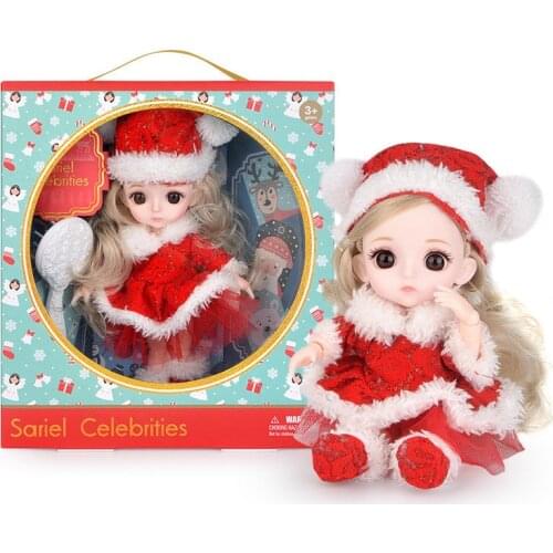 1 Pieces Christmas Series 16cm Doll Set with Accessories Handbag Comb Shoes 1/8 Bjd Doll Ob11 Dressup Gift Girls Toy