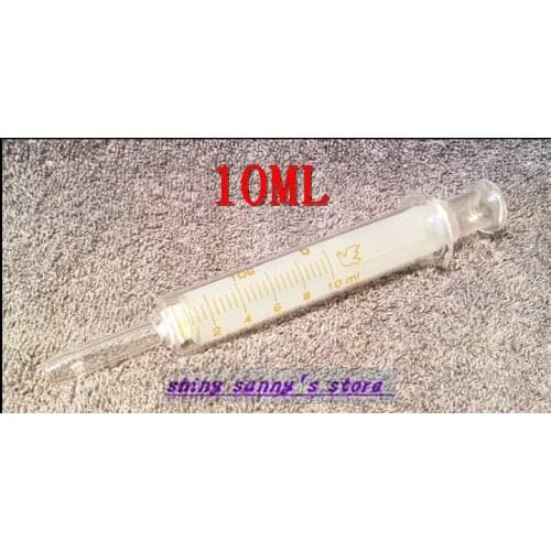 1Pcs 10ml Glass Syringe Large Diameter Injector Glass Sampler Brand New