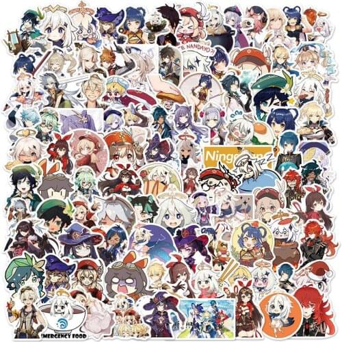 100PCS Set Game Genshin Impact Stickers For Laptop Skateboard Guitar Waterproof Graffiti Decal Anime Sticker Kids Toys