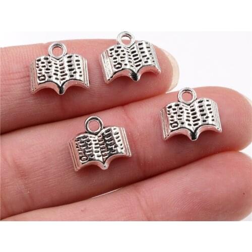 12x11mm 30pcs Antique Silver Plated Book Handmade Charms Pendant:DIY for bracelet necklace-Q4-42