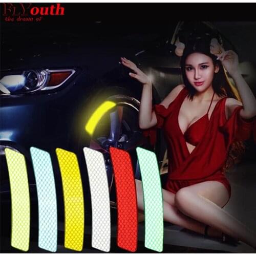 For Bmw All Cars Car Wheel Rim Eyebrow Reflective Warning Strip Stickers Safety Warning Light Reflector Protective Sticker 2pcs