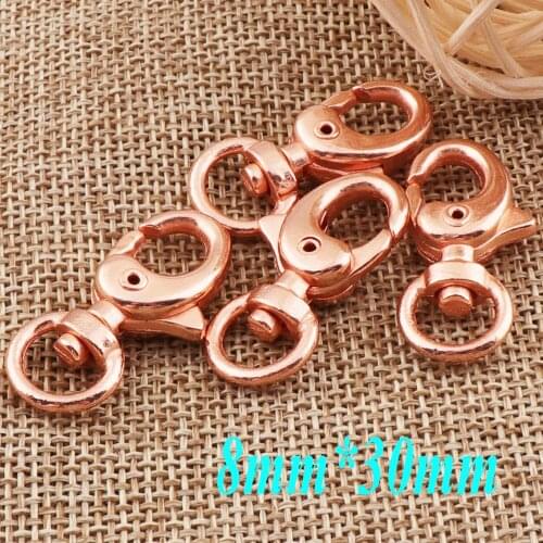 20 pcs Lobster Swivel Clasps Rose Gold Claws Carabiner Buckle Gate Bag Purse Strap Handbag Snap Hook Jewelry findings 8mm*30mm