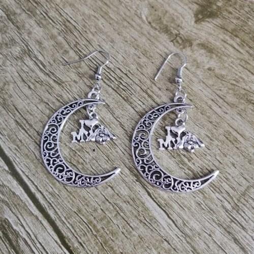 2020/2021 I love my dog earrings moon, earrings pet best friend pet footprint earrings, Valentines Day earrings gift