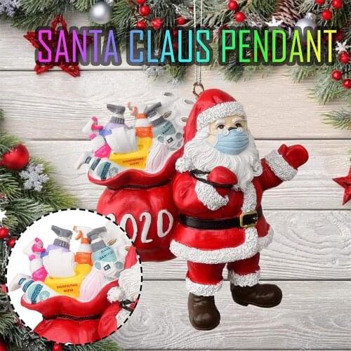 2020 Christmas Ornament Santa Wearing Mask in Quarantine Keepsake Unique Luxury Ornament for Tree Christmas Decoration Pendant