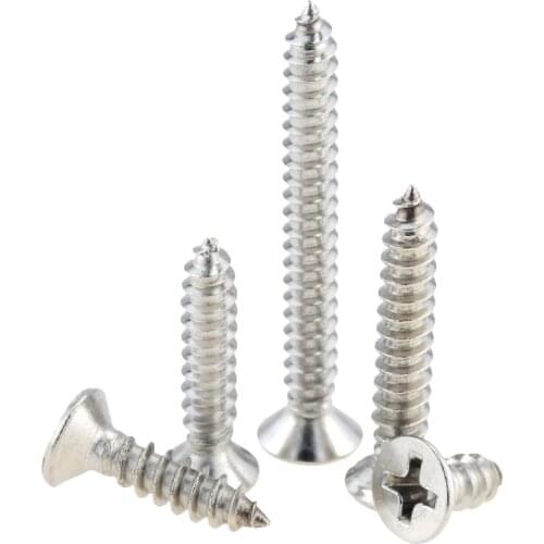 30PCS M3.5*9.5-30 Cross Recessed Countersunk Flat Head Self-tapping 304 Stainless Steel Phillips Screw Furniture Screw M3.5x9.5