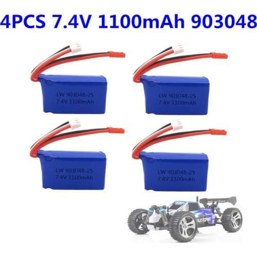 4pcs 7.4V Wltoys A949 A959 A969 A979 K929 LiPo Battery 1100mah Lipo Battery 7.4V For Wltoys a959 RC Helicopter Airplane Car Boat