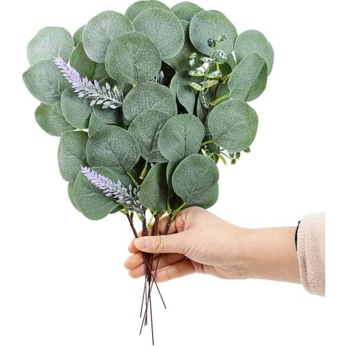 5Pcs Simulation Green Plants Eucalyptus Leaf Branch Artificial Fake Flower Wedding Party Shooting Prop Home Decoration