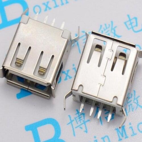 50PCS/Lot AF 180 Degree vertical USB Female Jack/Socket Connector 13.7 USB-A