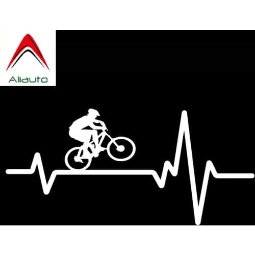 Aliauto Creative Car Sticker Cycling Mountain Bike Helmet Heartbeat Vinyl Accessories PVC Decal for Tiguan Infiniti,16cm*7cm