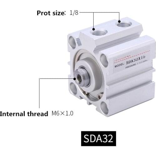 Free shipping Thin cylinder SDA32 series 5mm to 100mm stroke aluminum alloy air cylinder Pneumatic components