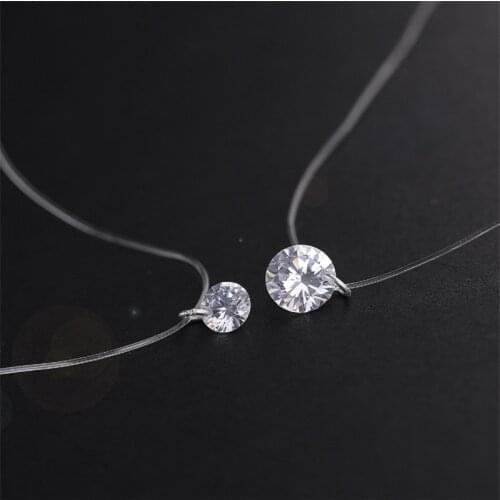 Shiny Zircon Pendant Transparent Fishing line Necklace 8mm Crystal Choker Pendant Elegant Gift For Women Fashion Necklace X252