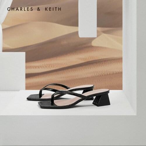 CHARLES＆KEITHNew Arrival for Spring Summer 2020CK1-60920219Women Sandles mid heel Thin strap Casual slippers