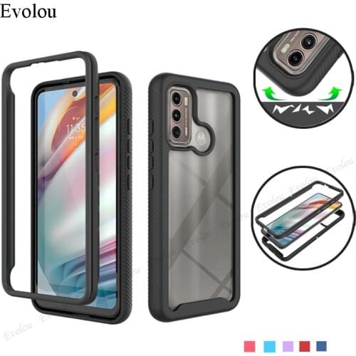 Capa For Motorola G60 G9 Power G9 Play 2 in1 PC+TPU Transparent Phone Case For Moto G Stylus 2021 Hybrid Shockproof Cover Bumper