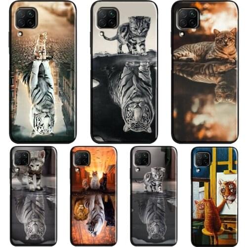 Animal Big Cat Kitten Tiger Case For Huawei P40 P30 P20 Mate 20 Lite P Smart Z 2019 2021 Nova 5T Honor 20 Pro 9X 8X