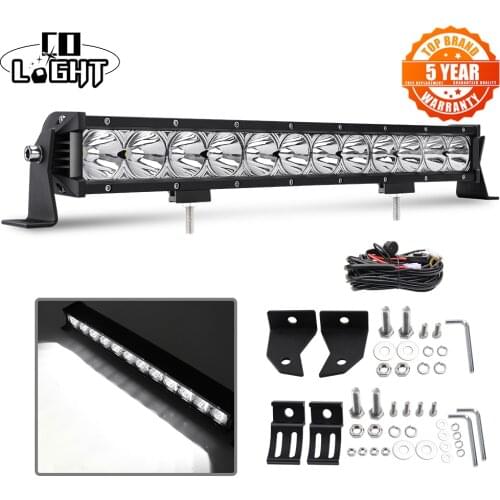CO LIGHT Super Bright 20"180W Offroad Led Light Bar Single Row Spot Flood Combo Led Work Light for Car 4WD Truck SUV ATV 12V 24V