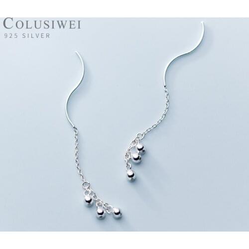 Colusiwei Circle Beans Chain Earrings for Women 925 Stelring Silver Geometric Light Beads Dangle Earring Female Fashion Jewelry