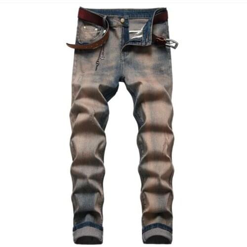 Hot New Mens Jeans Slim Elastic Brand Fashion Trousers American Style Biker Jeans Cotton Denim Pants pantalones hombre 29-42