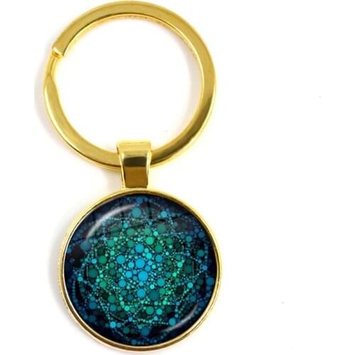 Classic Flower of Life Keychains Om Yoga Chakra Mandala Fashion 25mm Glass Cabochon Dome Sacred Geometry Ke'yring Keyholder