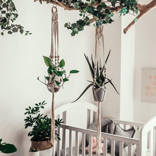 Indoor Wall Hanging Ornament Net Bag Retro Beige Nordic Bohemian Style Hand-woven Hanging Basket Creative Pendant Decoration