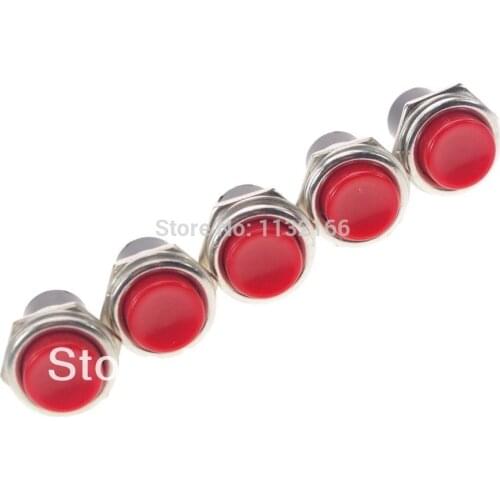 Red Hole 16mm 2 Pin SPST ON-(OFF) 3A 125VAC NC Momentary Push Button Switch