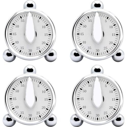 4 PCS Kitchen Timer,Countdown Loud Alarm Clock, Wind Up 60 Minutes Mechanical Visual Timer, for Cooking Baking Kids
