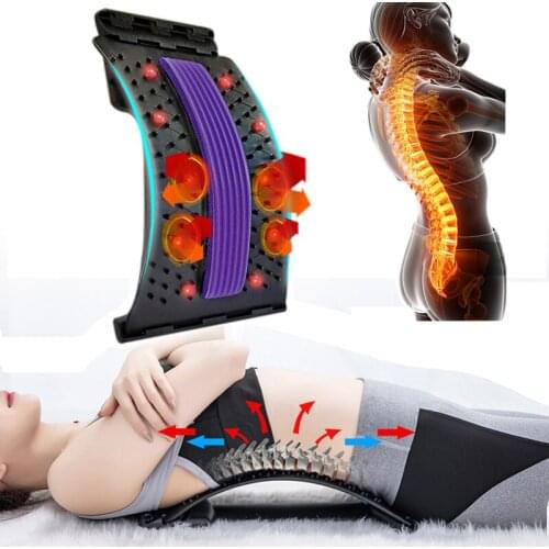 Back Stretch Equipment Waist Lumbar Massager Fitness Lumbar Support Back Stretcher Relaxation Massage Spine Pain Relief Tool