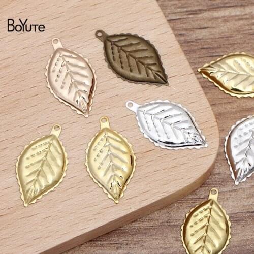 BoYuTe (200 Pieces/Lot) Metal Brass Stamping 21*12MM Leaf Charm Diy Hand Made Jewelry Accessories Parts