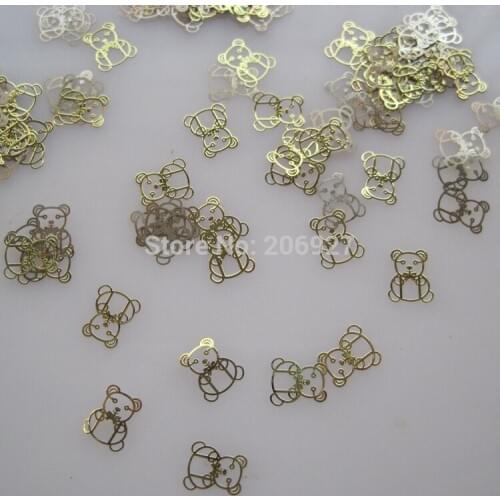 MS196-2 100pcs Gold Cute Bear Metal Sticker Nail Art Metal Sticker Nail Art Decoration Non-adhesive Sticker