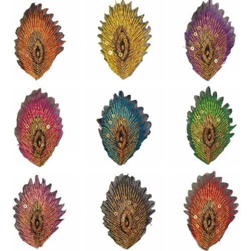Fashion Sequins peacock feathers Appliques Sew on Embroidery Sticker Dance Clothes Iron-on Coat Weater Patches Dress Accessories