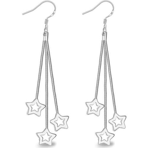 Fashion Star Drop Earrings For Women Long Earring Earings Silver plated color Jewelry Earing Brincos Brinco Oorbellen Pendientes