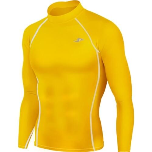 Newest Mens Skin Tight Compression Base Layer Yellow Running Long and Short Shirts -067-068