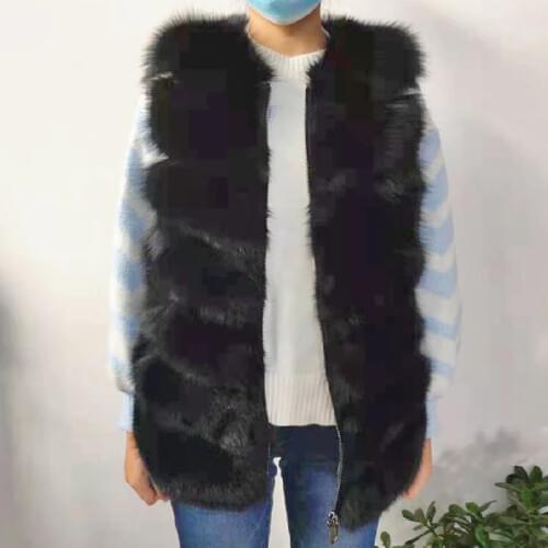 2020 New Fashion Fox Fur Vest Zipper Real Fur Jacket Female Winter Warm Fur Coat High Quality Vest Real Fur Coat