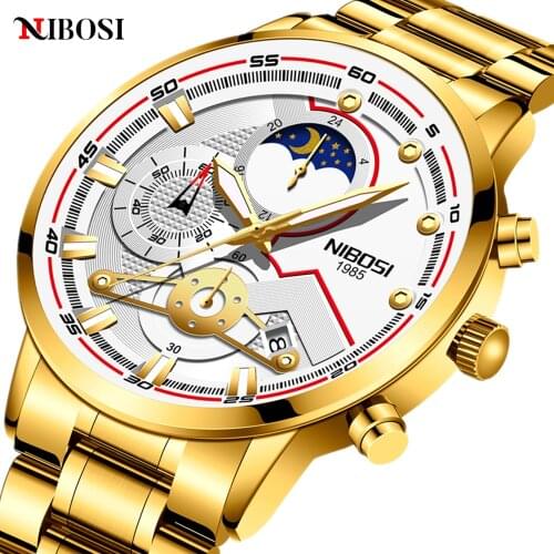 NIBOSI 2021 New Fashion Mens Watches Stainless Steel Top Brand Luxury Sports Chronograph Quartz Male Clock Relogio Masculino