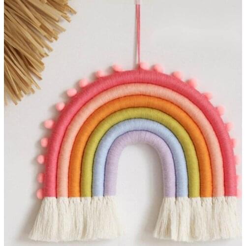 Rainbow Hanging Ornament DIY Rope Handmade Woven Tapestry Nursery Baby Girls Bedroom Wall Decor Toys Living Room Home Decoration