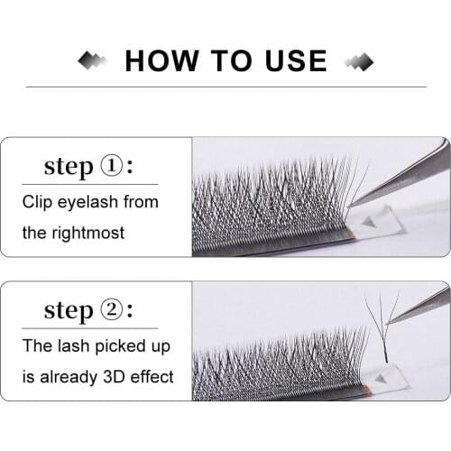 Yelix 3D Clover Lashes Soft Individual Eyelash Extensions W Shape Premade Russian Volume Mink Fans Lash Extension Fan Natural