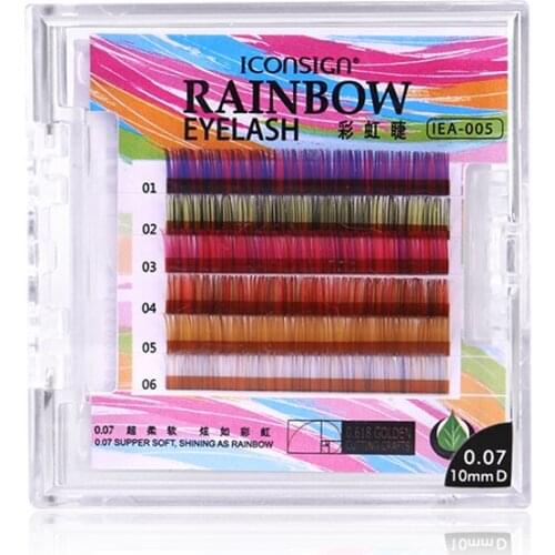 Eyelashes natural soft Color lashes C/D Curl 0.07mm Popular in Party Christmas Day lash extension Rainbow Make up tools