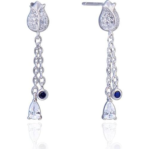 S925 Sterling Silver Drop Earrings for Women s925 Silver Zircon Long Earrings for Wedding Fine Jewelry Female kolczyki damskie