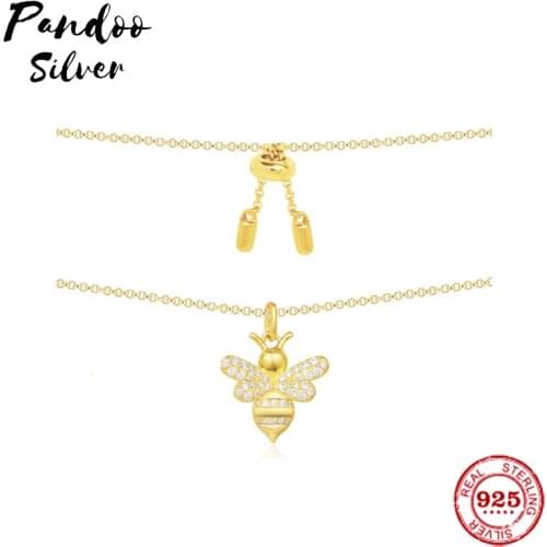 Fashion Charm Sterling Silver Copy 1:1 Copy,Adjustable Necklace With Bumble Bee Pendant Women 2021 Jewelry Gift With Logo
