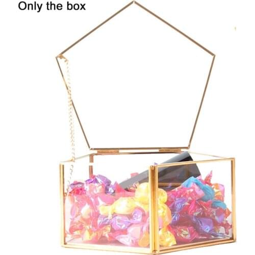 Hexagon Transparent Glass Jewelry Box Wedding Ring Box Geometric Clear Glass Jewelry Organizer Holder Home Tabletop Containe