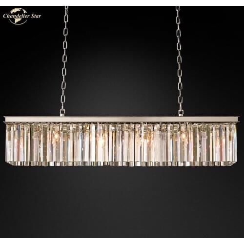 Modern Industrial Rectangle Crystal Pendant Lights for Living Room Bedroom Restaurant Hotel Vintage LED Prism Lighting Fixture