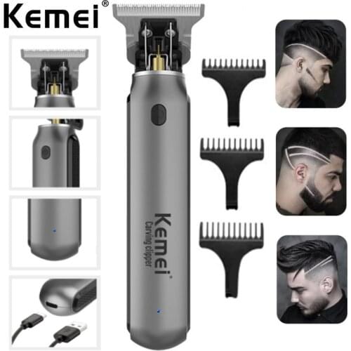 Kemei hair trimmer KM-1757 cordless rechargeable hair clipper oil head clipper 0mm haircut machine beard trimmer carving hair