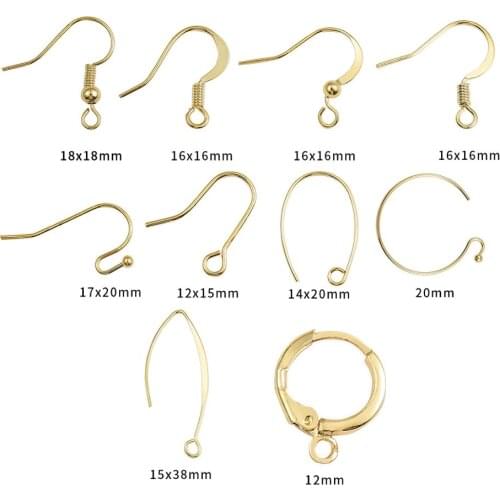 Copper Plated 18K True Gold DIY Earring Findings Earrings Clasps Hooks Fittings Iron Hook Earwire Jewelry Making Accessories